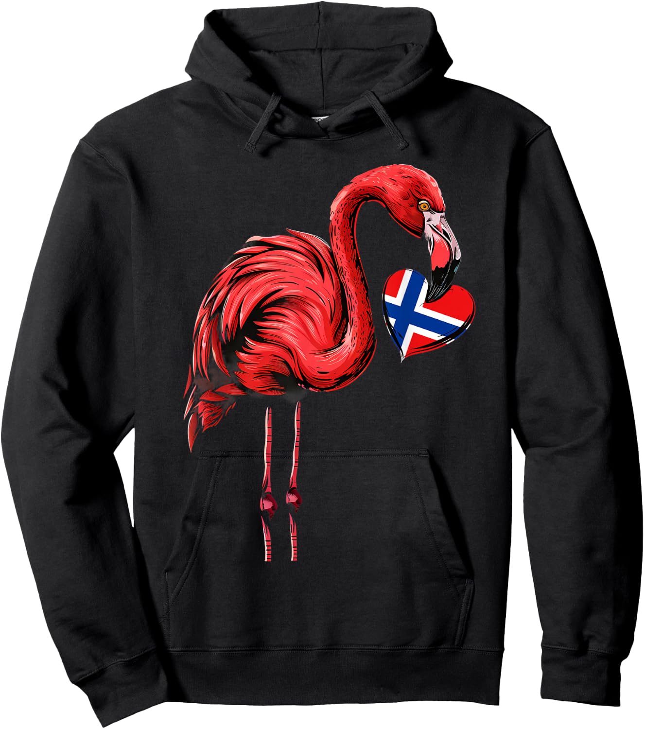 Norway Flamingo Heart Norwegian Pride Norwegian Flag Hoodie - Hoodie | Black