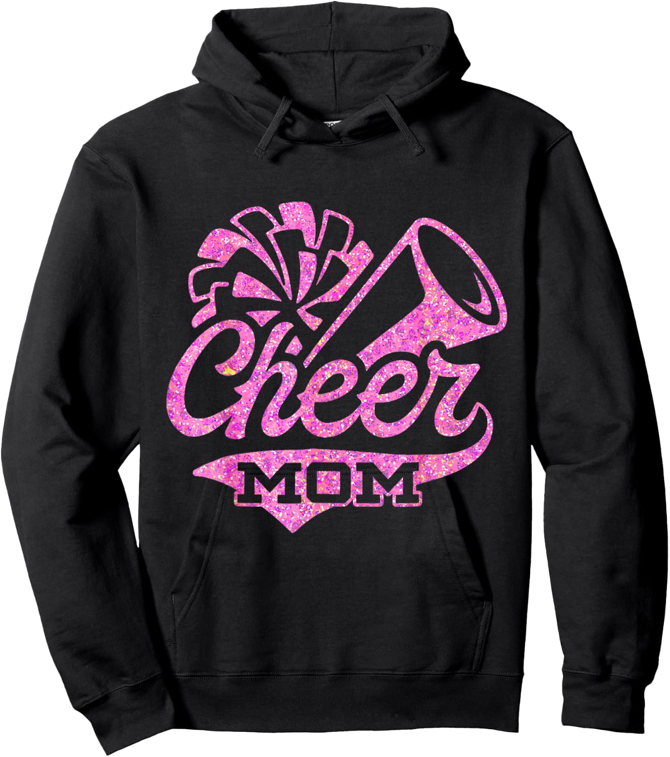Cheerleader Black Pink Pom Pom Cheer Mom Biggest Fan Hoodie - Hoodie | Black