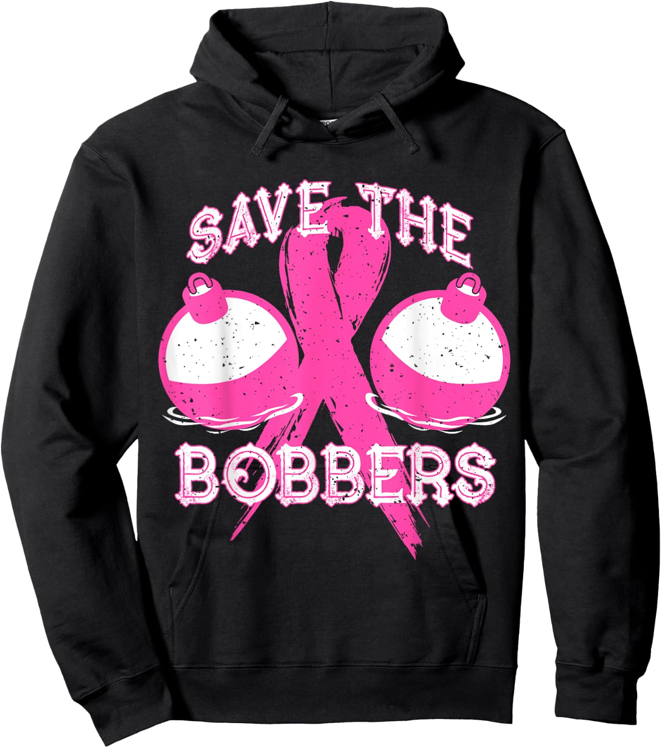 Save The Bobbers Breast Cancer Awareness Fishing Lovers Hoodie - Hoodie | Black