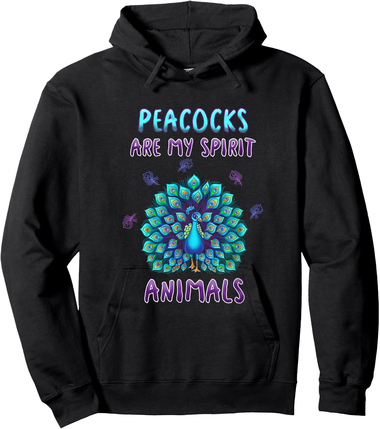 Peacocks Are My Spirit Animals Funny Peacock Lover Quote Hoodie - Hoodie | Black