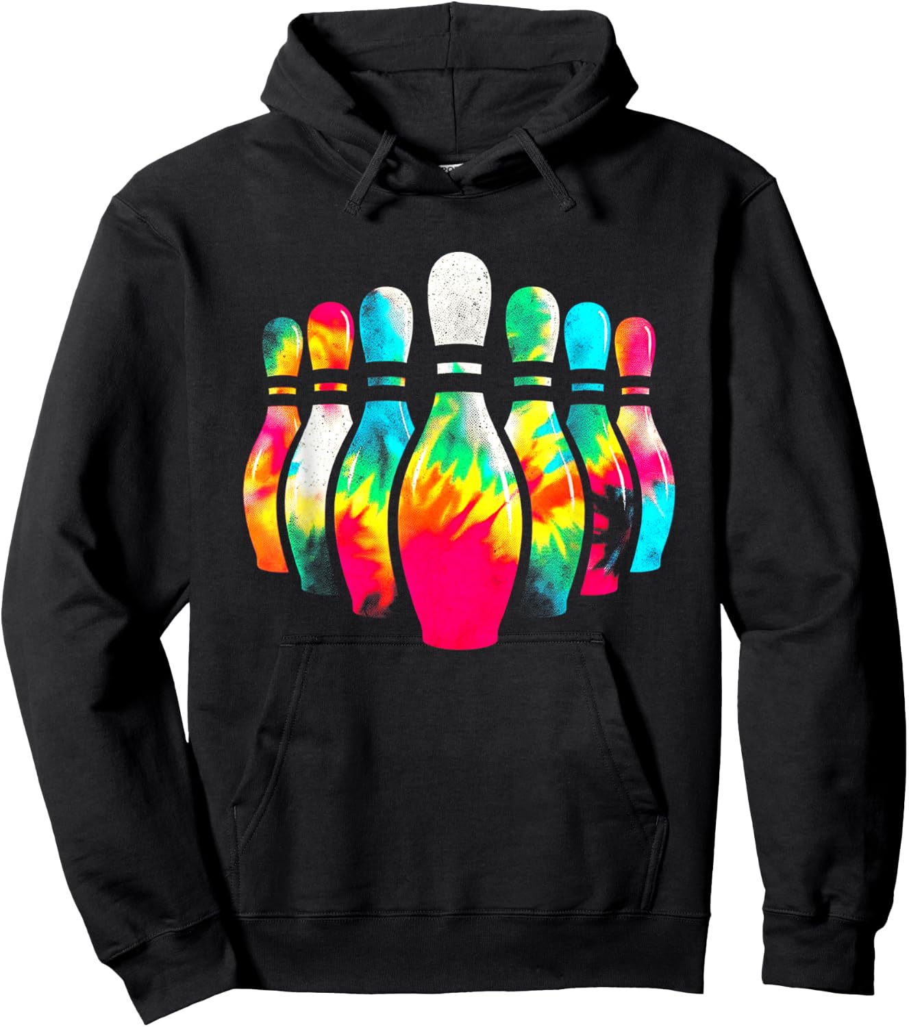 Bowling Pins Tie Dye - Vintage Bowling League Sports Lover Hoodie - Hoodie | Black