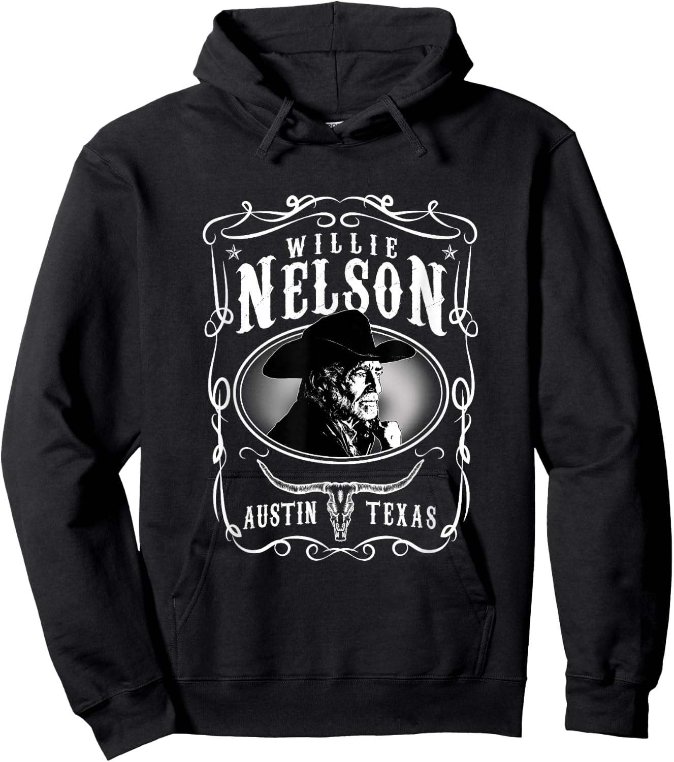Willie Nelson Offizielles Austin , Herren, Schwarz, S, Kurzarm, Klassisch, Lizenziert und offiziell, Willie Nelson Fans, Musikliebhaber, Classic Fans, Erwachsene, Kinder Hoodie - Hoodie | Black