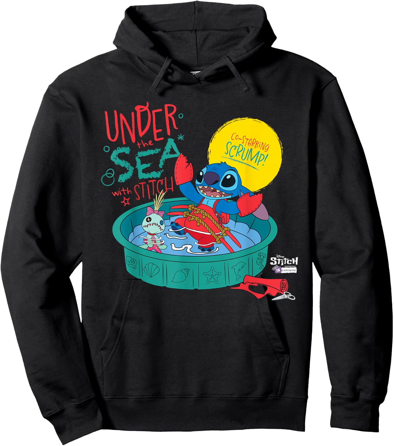 Disney 100 Stitch in Costume Little Mermaid Under The Sea Hoodie - Hoodie | Black