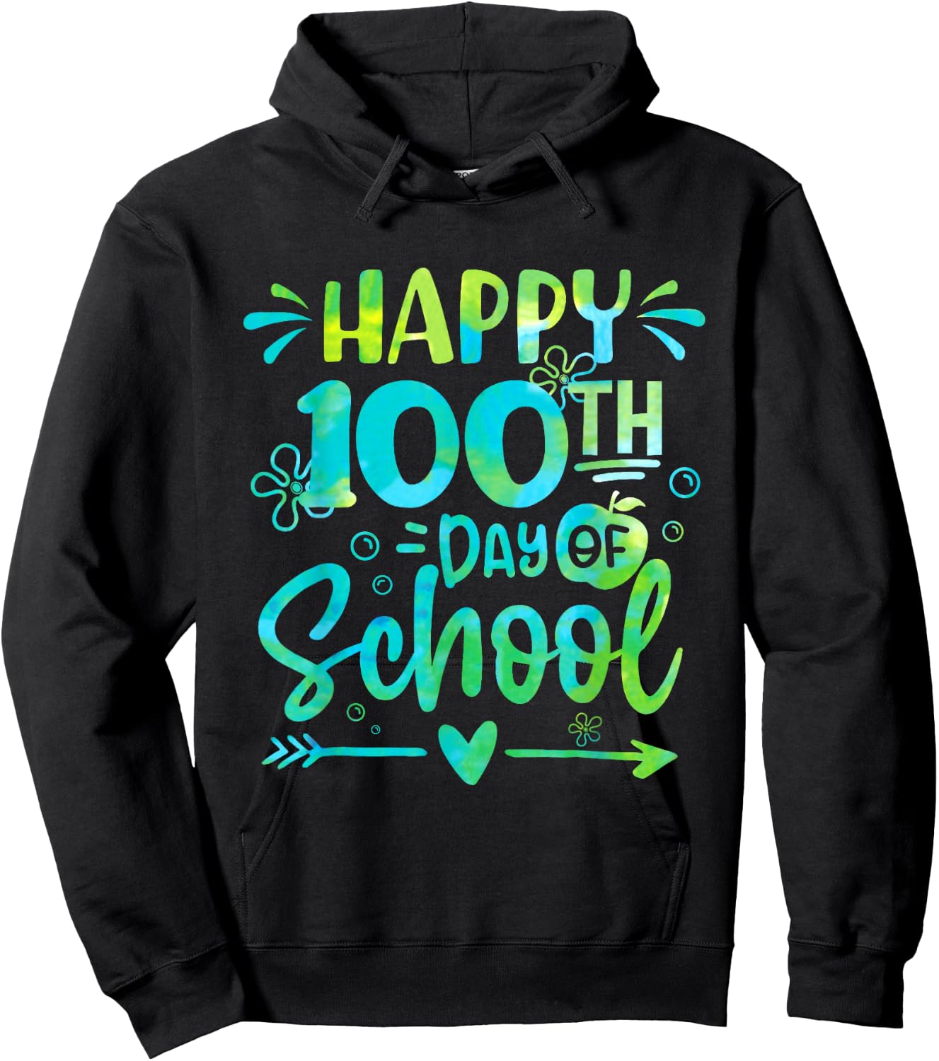 Happy 100th Day Of School Tie Dye Rainbow 100 Days Smarter Hoodie - Hoodie | Black