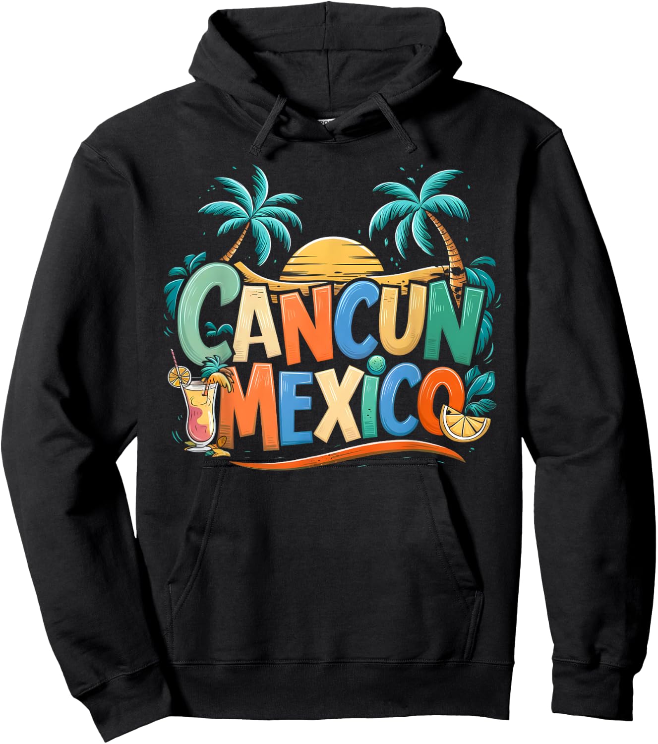 Cancun Mexico Sunset Palm Beach Cancun Mexico Hoodie - Hoodie | Black