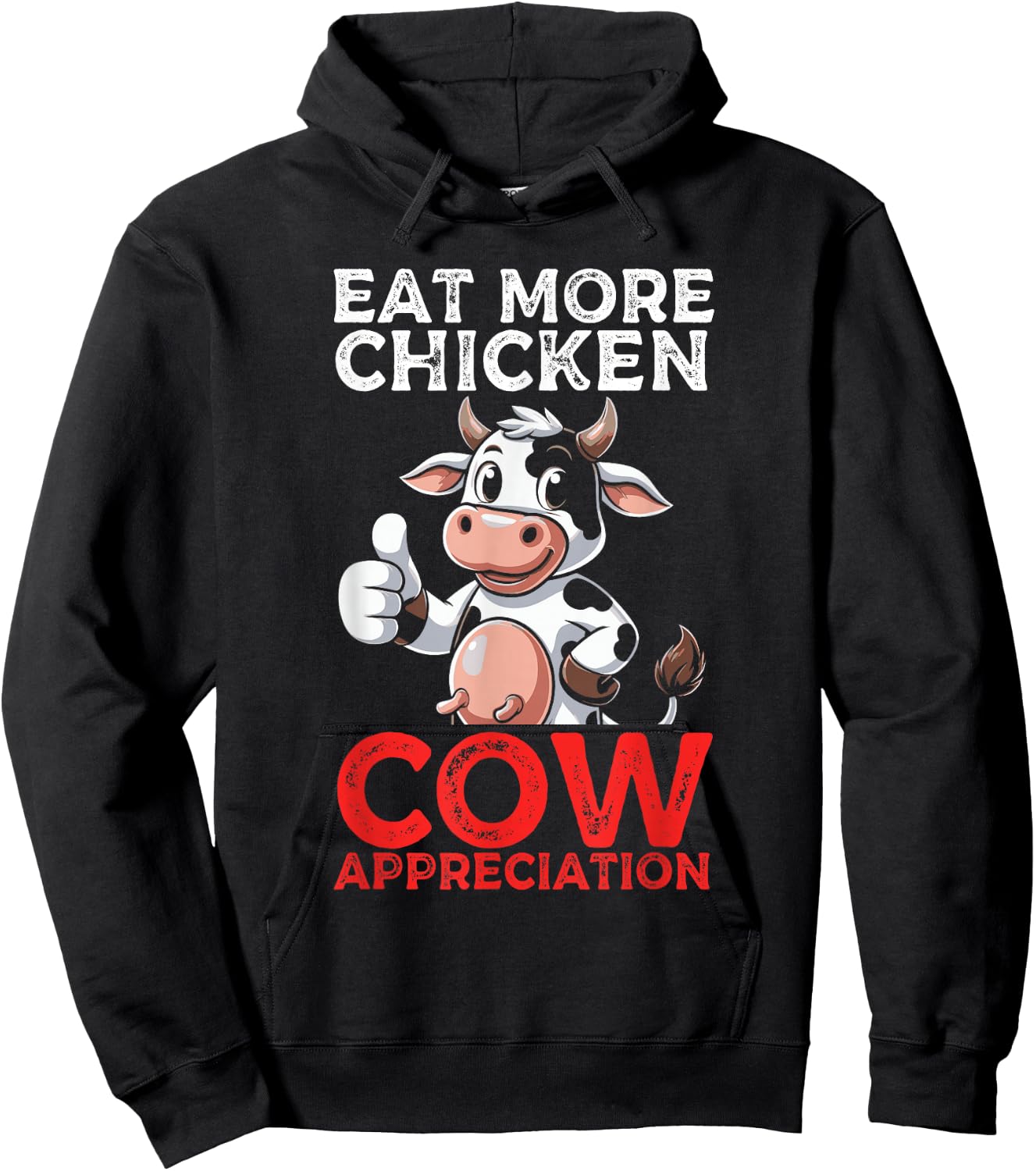 Eat More Chicken Cow Appreciation Dairy Farmer Cow Lover Hoodie - Hoodie | Black