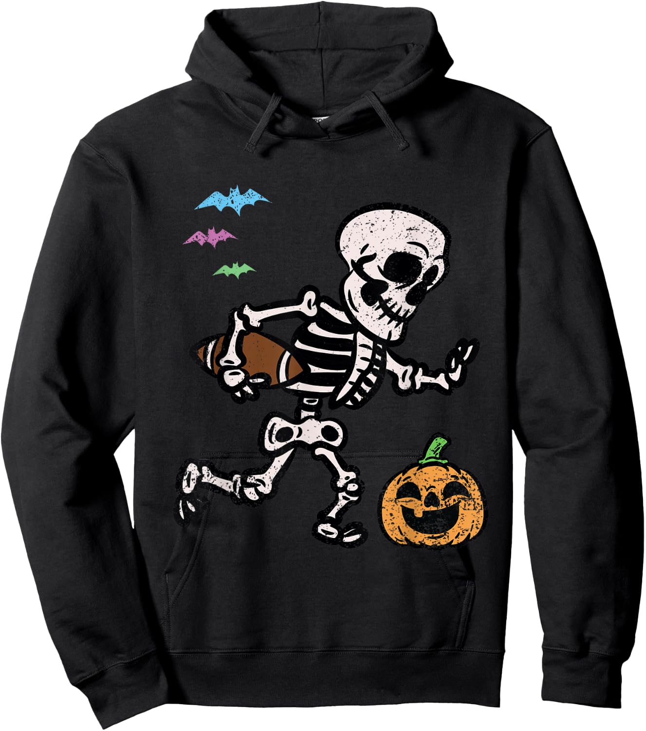 Skeleton Football Player Halloween Costume Funny Pumpkin Hoodie - Hoodie | Black