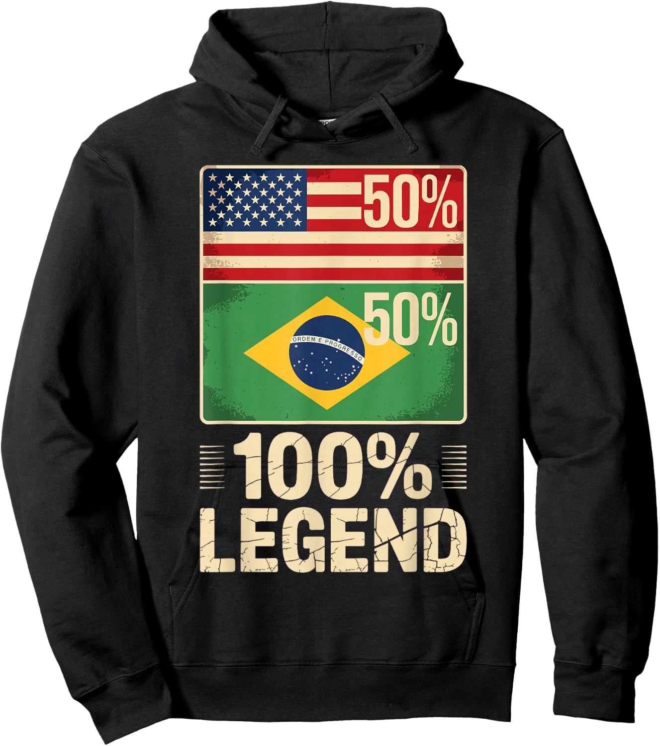 American Brazilian USA Brazil America 100% Legend Hoodie - Hoodie | Black