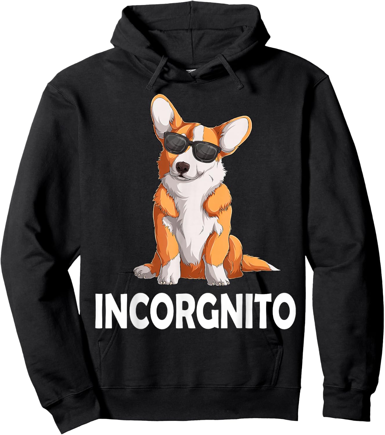 Lustiger walisischer Corgi mit Sonnenbrille für Hunderasse – Incorgnito Hoodie - Hoodie | Black