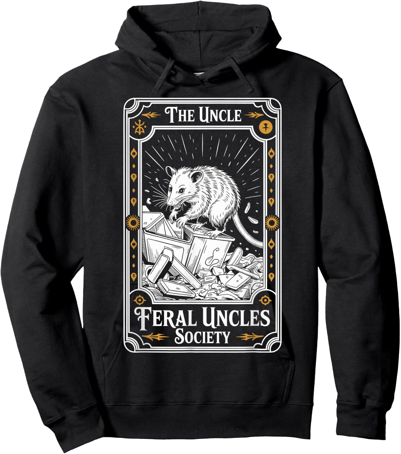 Feral Uncles Society Possum Tarot Card Funny Hoodie - Hoodie | Black