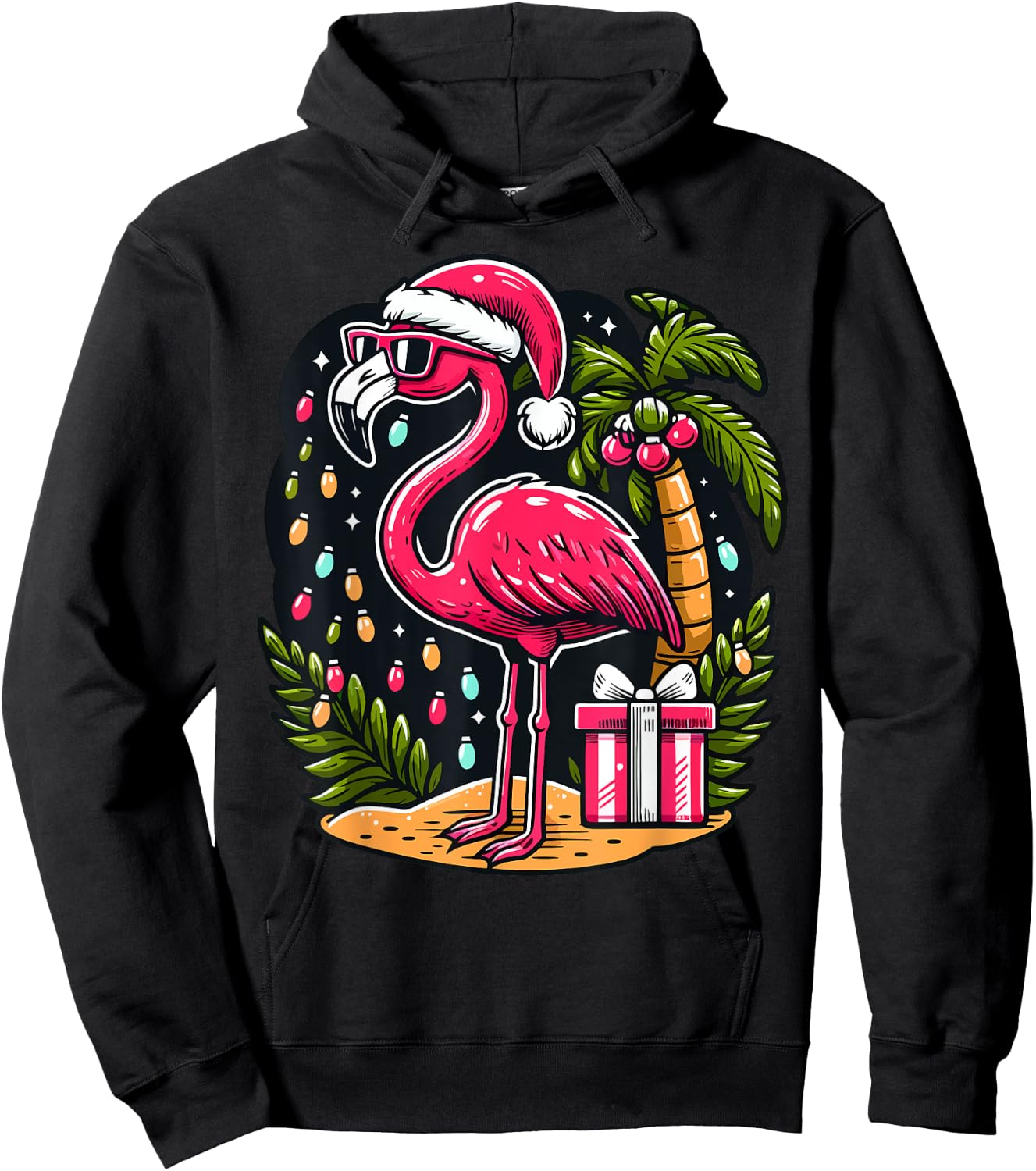 Flamingo Sunglasses Xmas Beach Tropical Christmas in July Men Women Kids Hoodie - Hoodie | Black