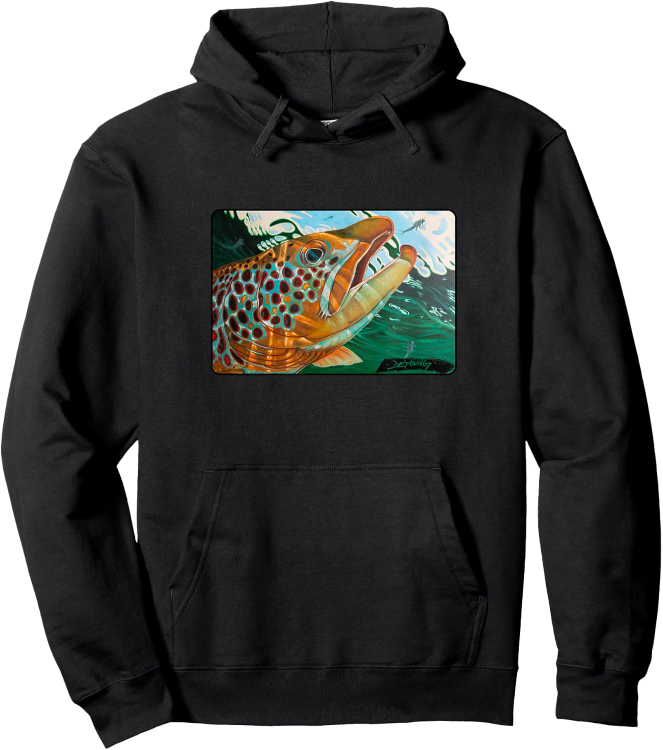 Brown Trout Fishing Derek DeYoung Fisherman Gift Hoodie - Hoodie | Black