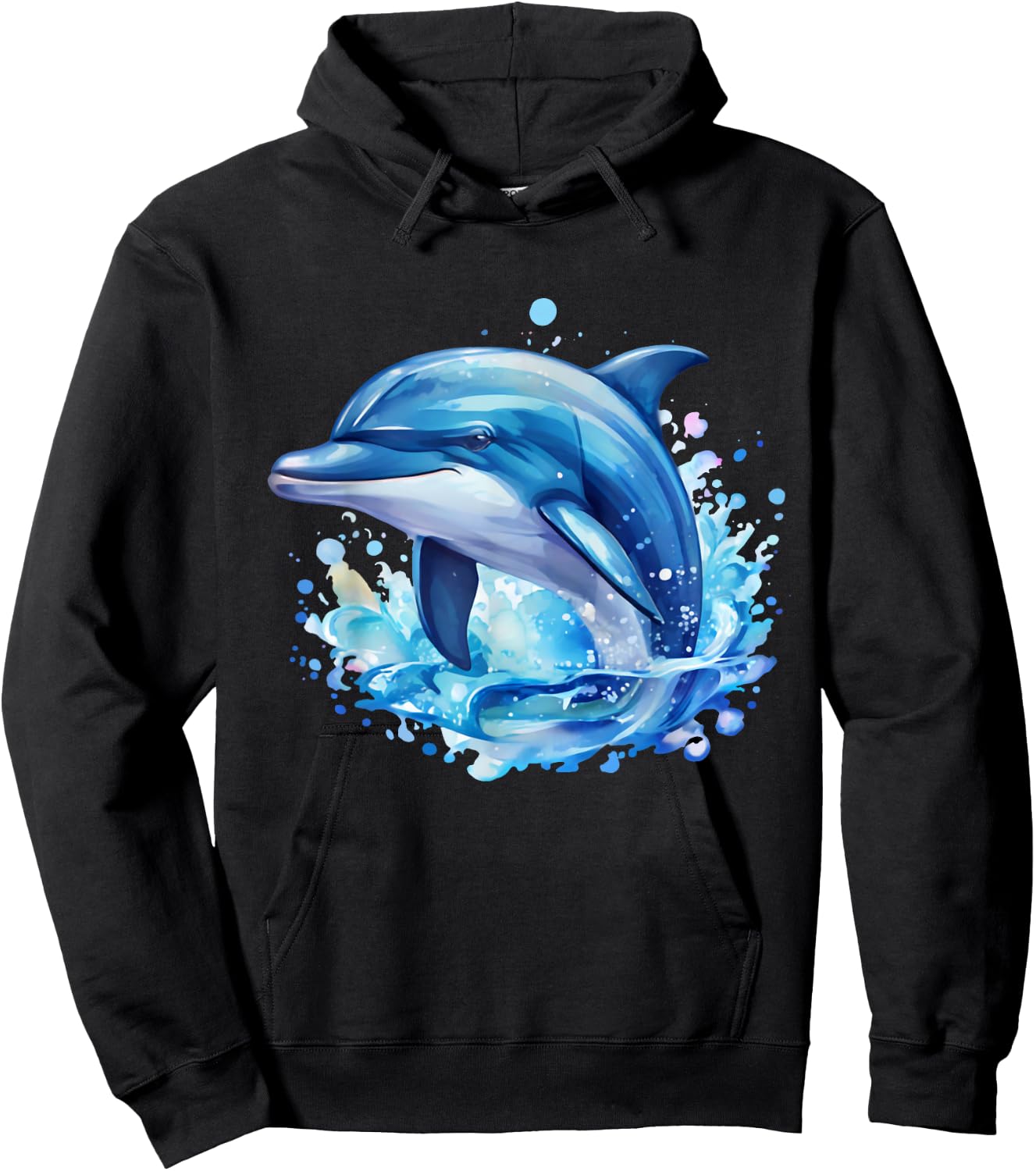 Dolphin Sea Creatures Ocean Watercolor Sea Dolphin , Black, S Hoodie - Hoodie | Black