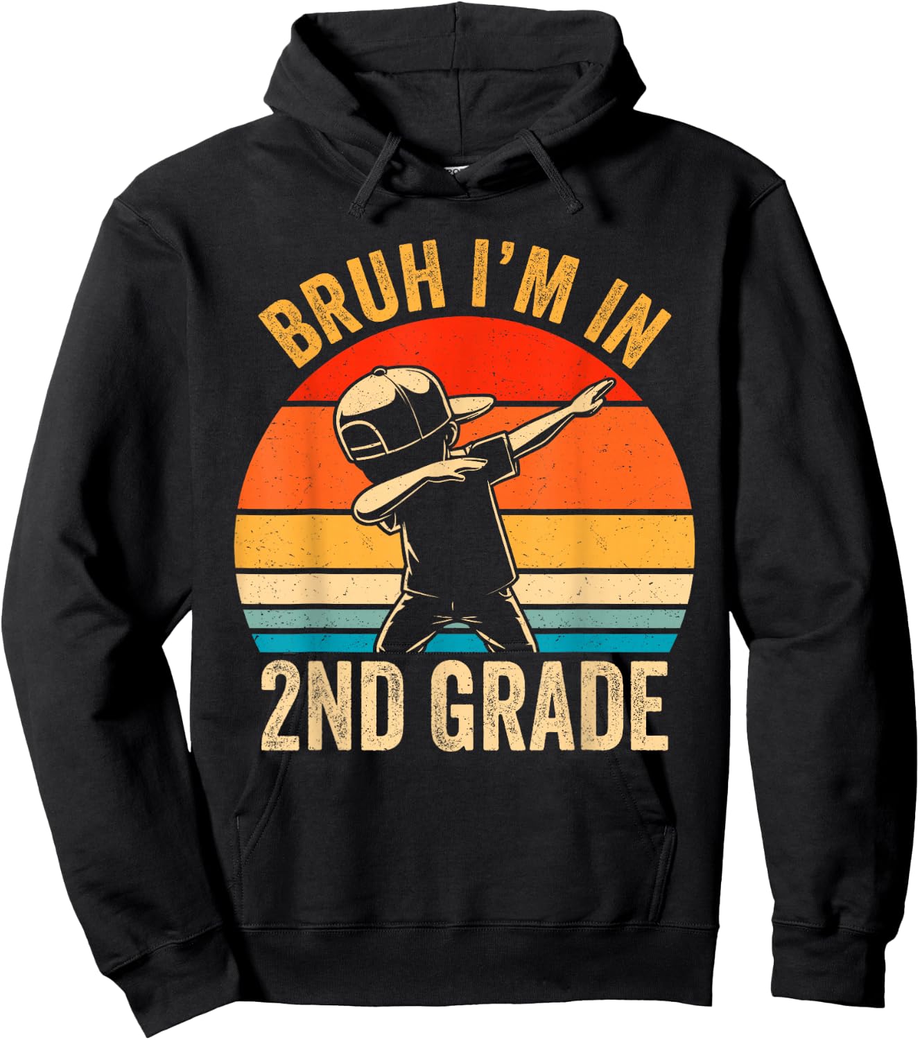 Second Grade Dabbing Boy Bruh i'm in 2nd Grade Students Kids Hoodie - Hoodie | Black