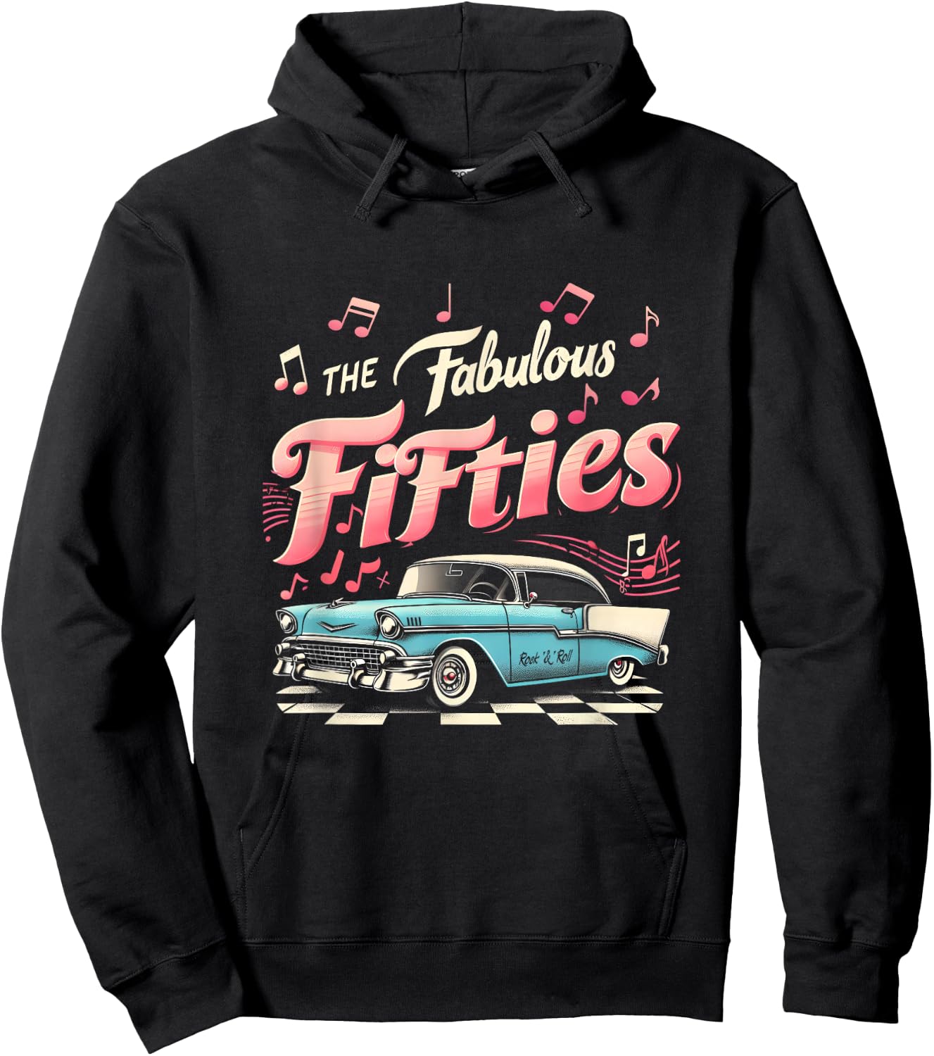 50s Rockabilly 1950s The Fabulous Fifties Rock and Roll , black Hoodie - Hoodie | Black