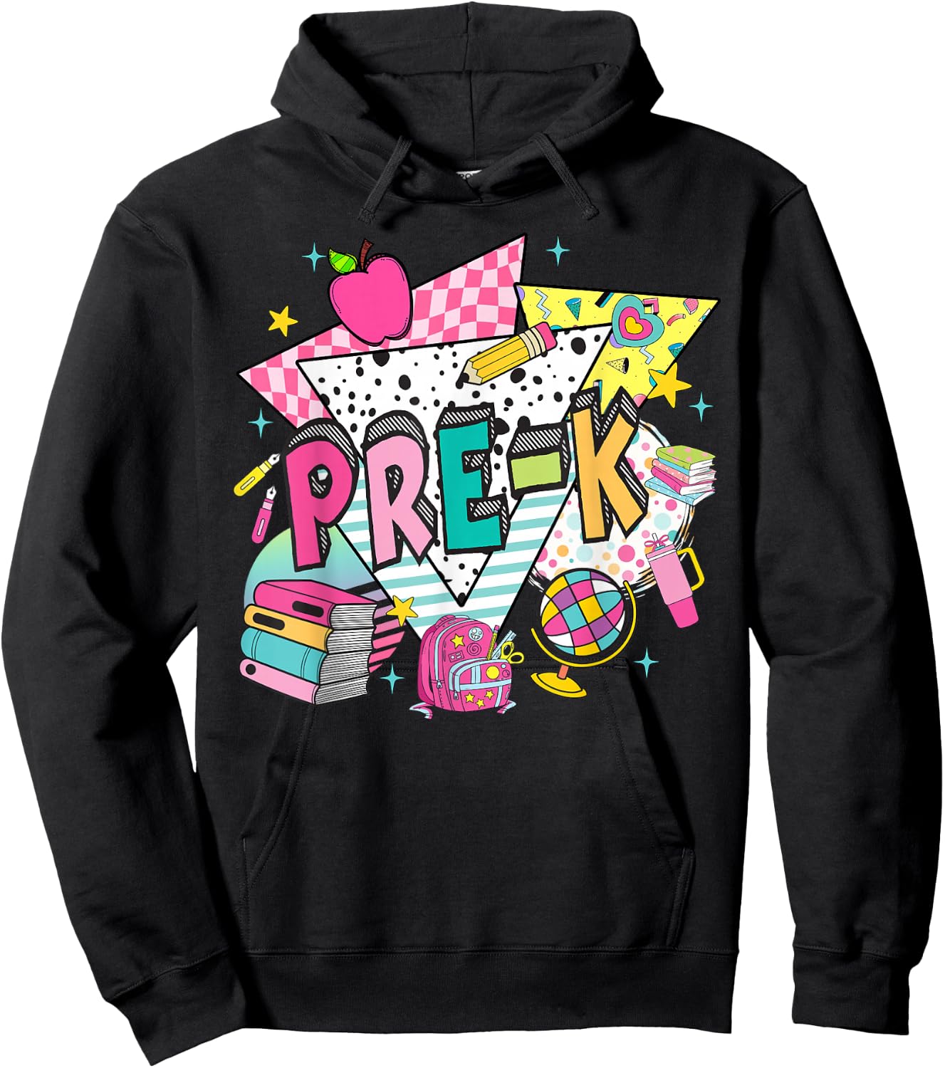 Pre-K Teachers Students Retro 90s Back To School Hoodie - Hoodie | Black