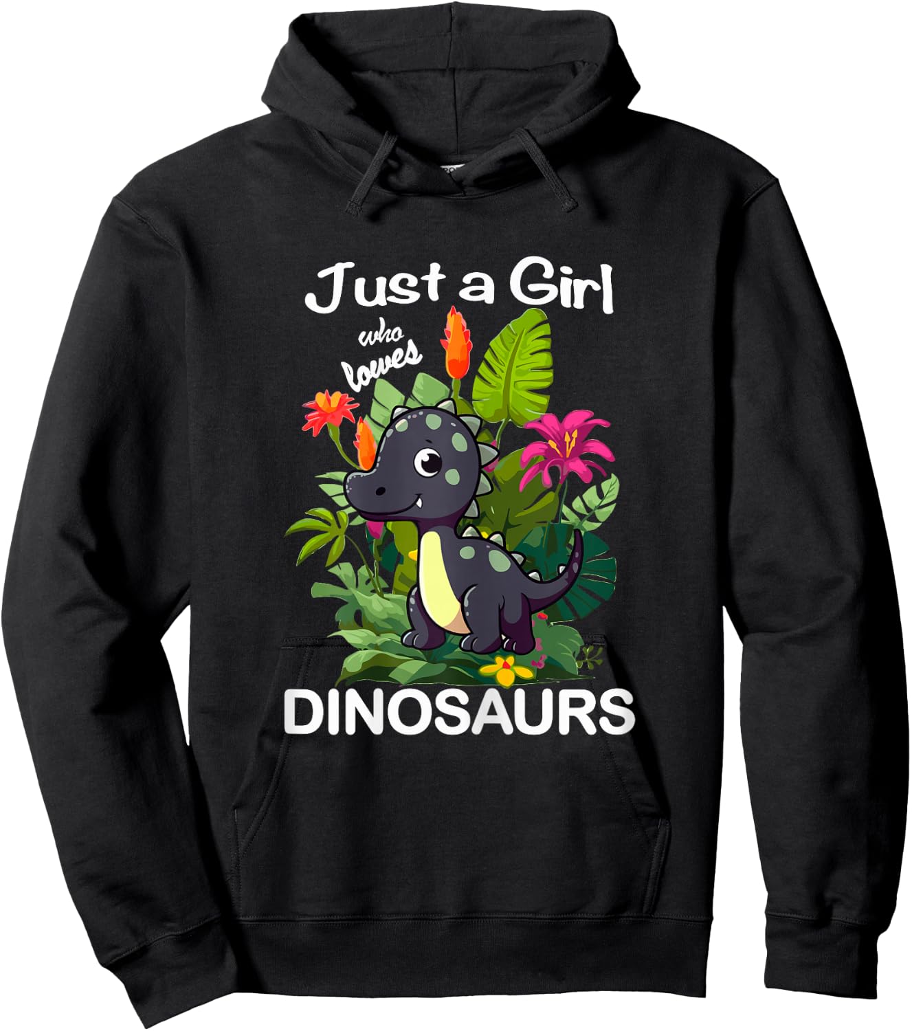 Just a Girl Who Loves Dinosaurs Dino Hoodie - Hoodie | Black