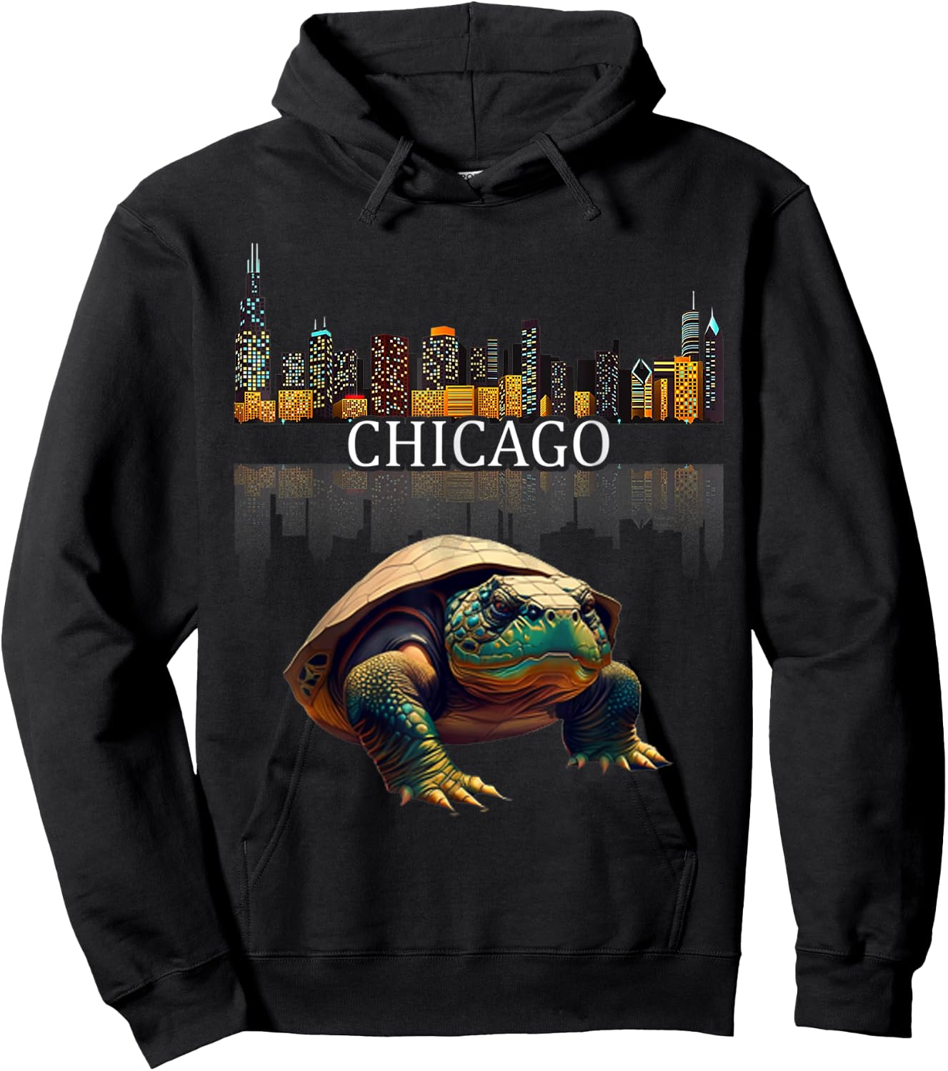 Giant Snapping Turtle Chicago River Hoodie - Hoodie | Black