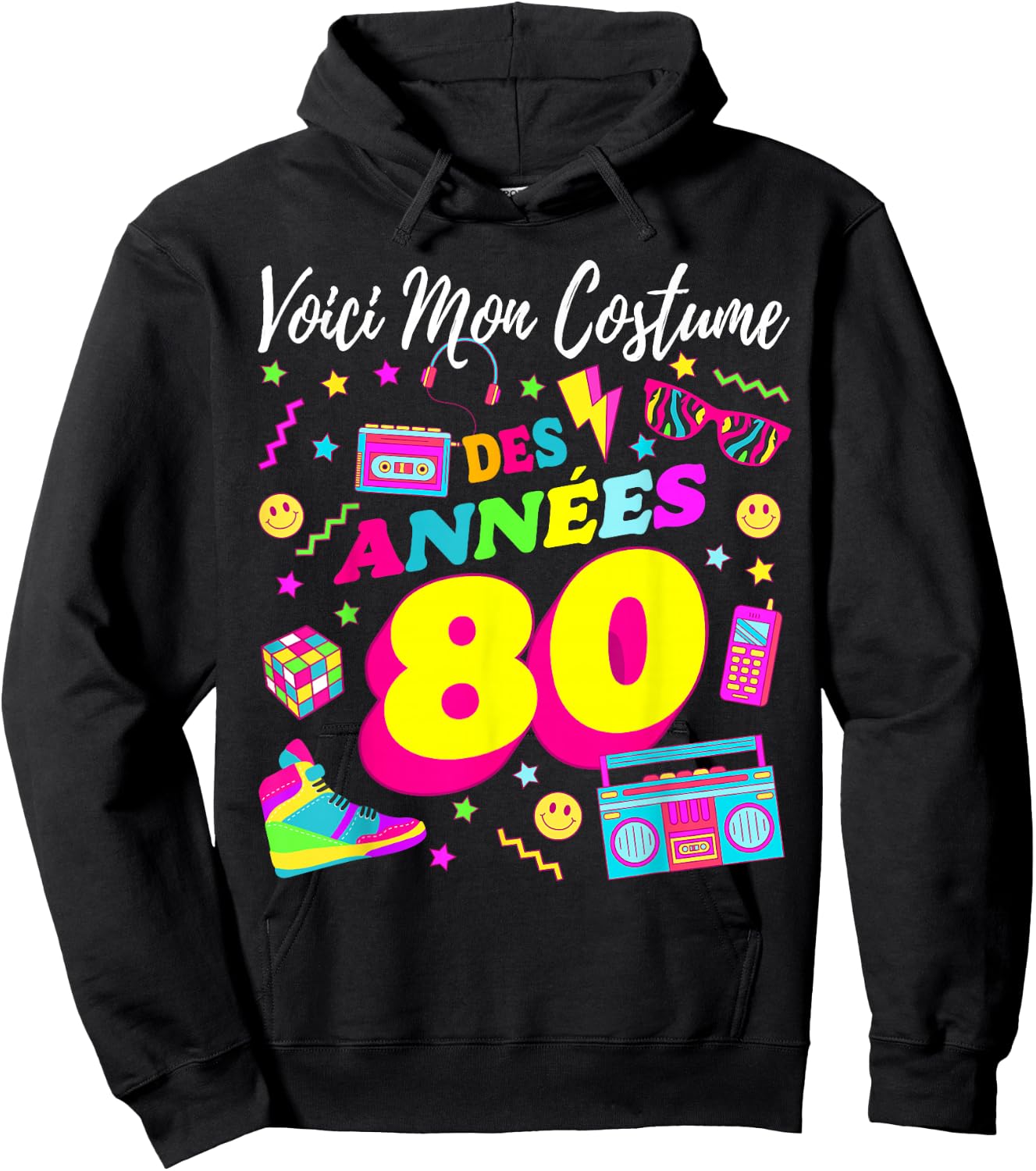 Party 80s Birthday Party 80s Retro Costume , Black, S Hoodie - Hoodie | Black