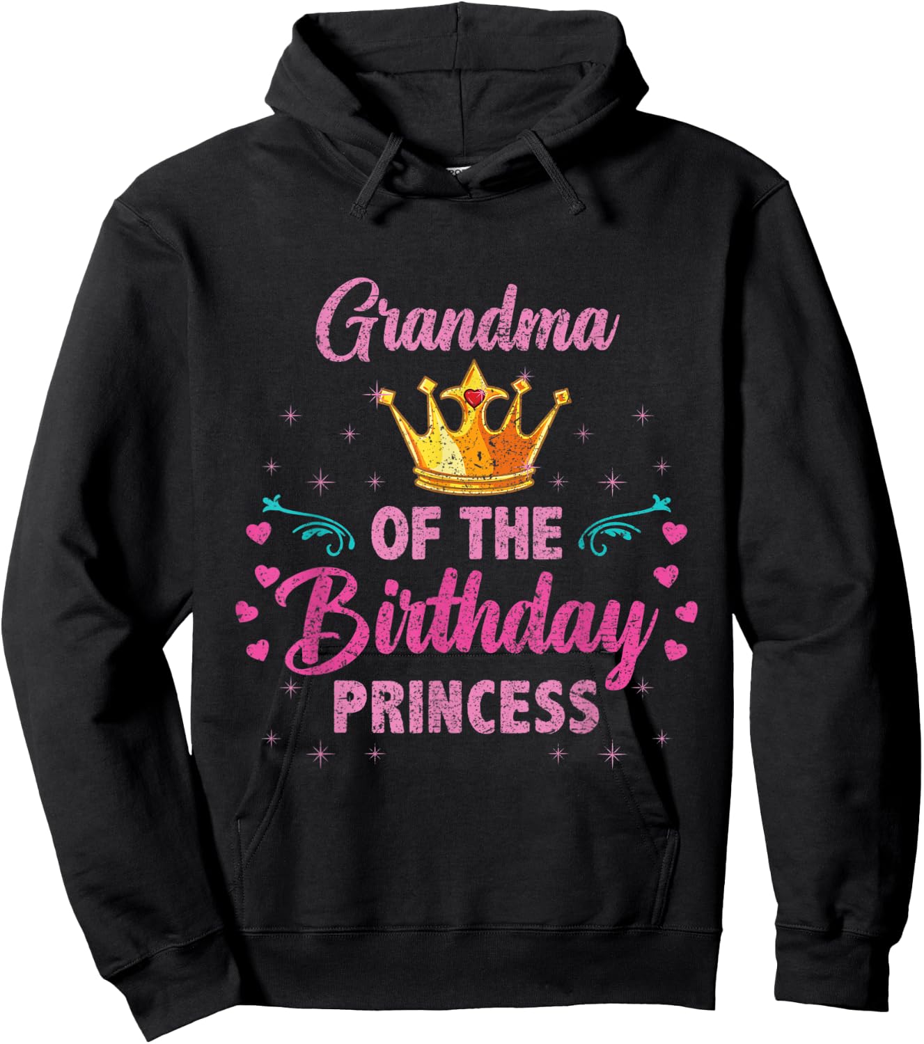 Grandma Of The Birthday Princess Vintage Hoodie - Hoodie | Black