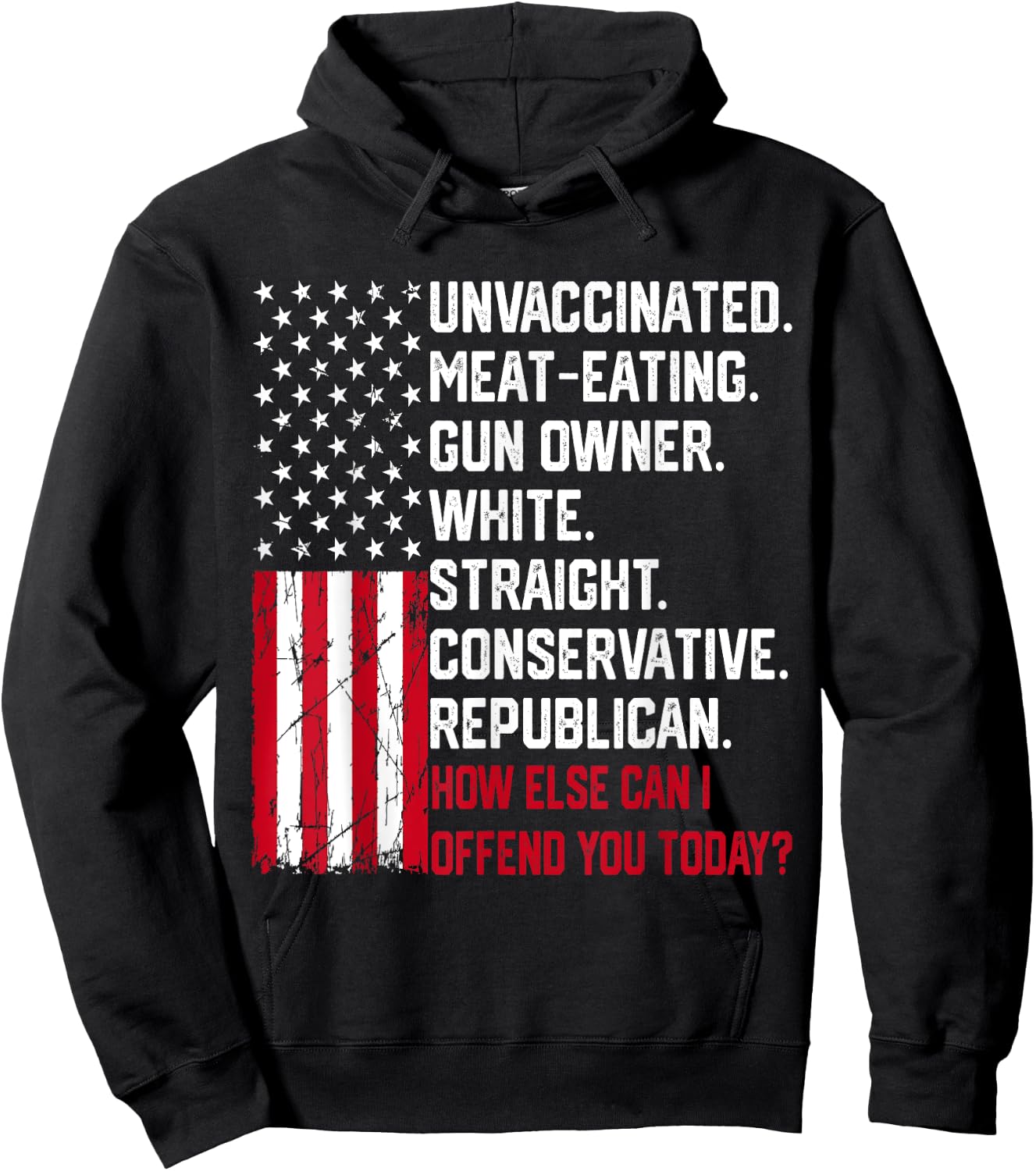 How Else Can I Offend You Today Funny Saying Quote Usa Flag Women Men Hoodie - Hoodie | Black
