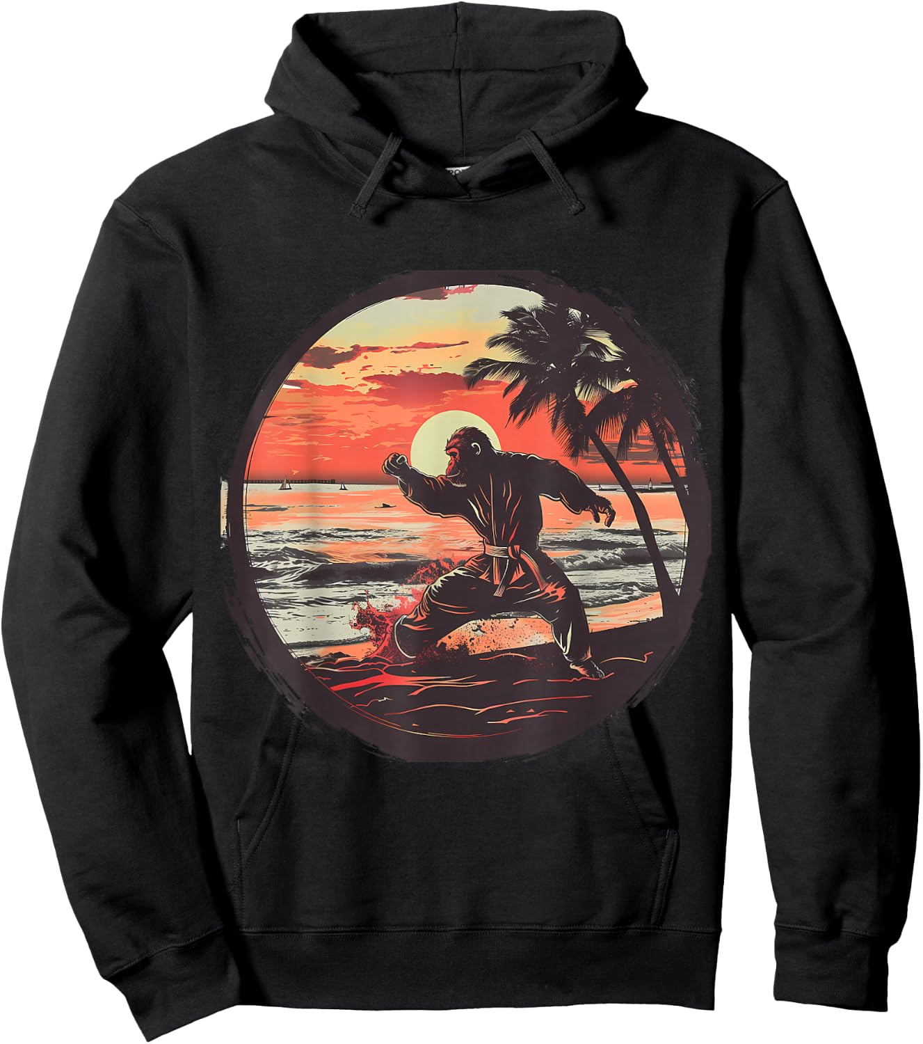 Karate Monkey Sunset Jiu-Jitsu MMA Martial Arts Kickboxing Hoodie - Hoodie | Black