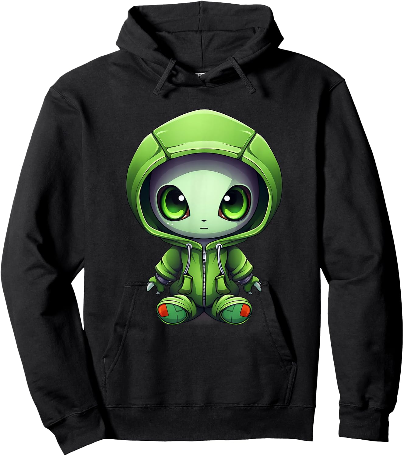 Green Alien I Kids Alien Hoodie - Hoodie | Black