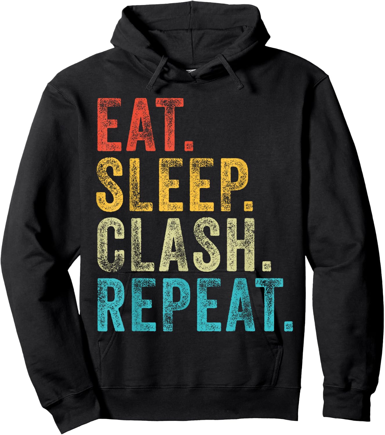 Eat Sleep Clash Repeat Gaming Clans Vintage Distressed Hoodie - Hoodie | Black