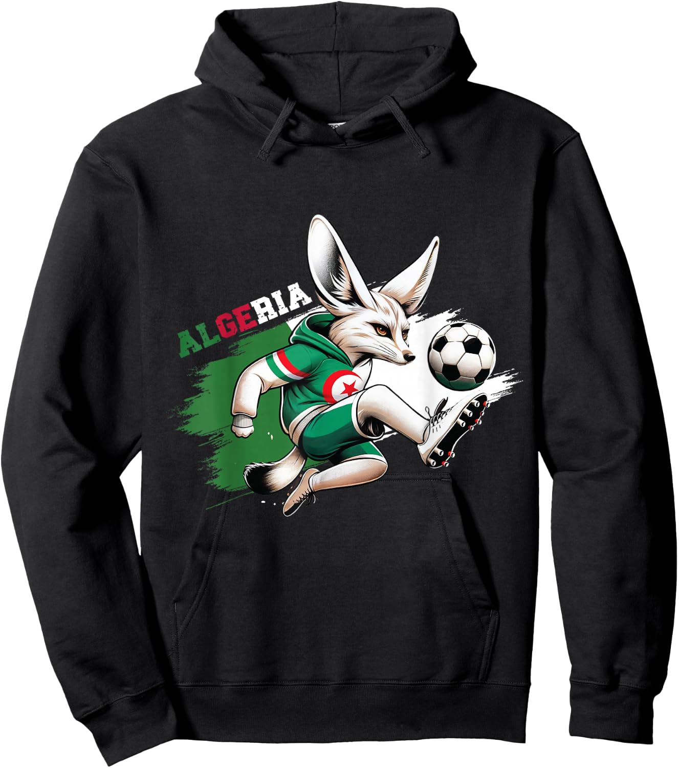 Fennec Algerian Flag Football Gift Jersey Dz , Black, S Hoodie - Hoodie | Black