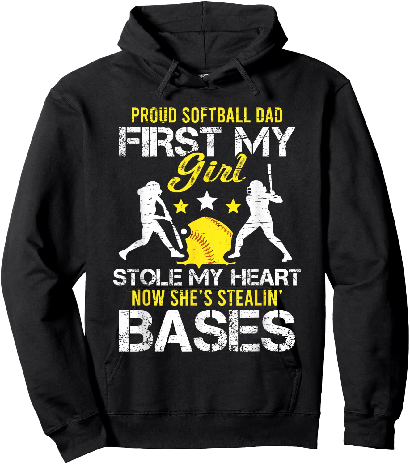 Proud Softball Dad Father Day Coach Sport Hoodie - Hoodie | Black