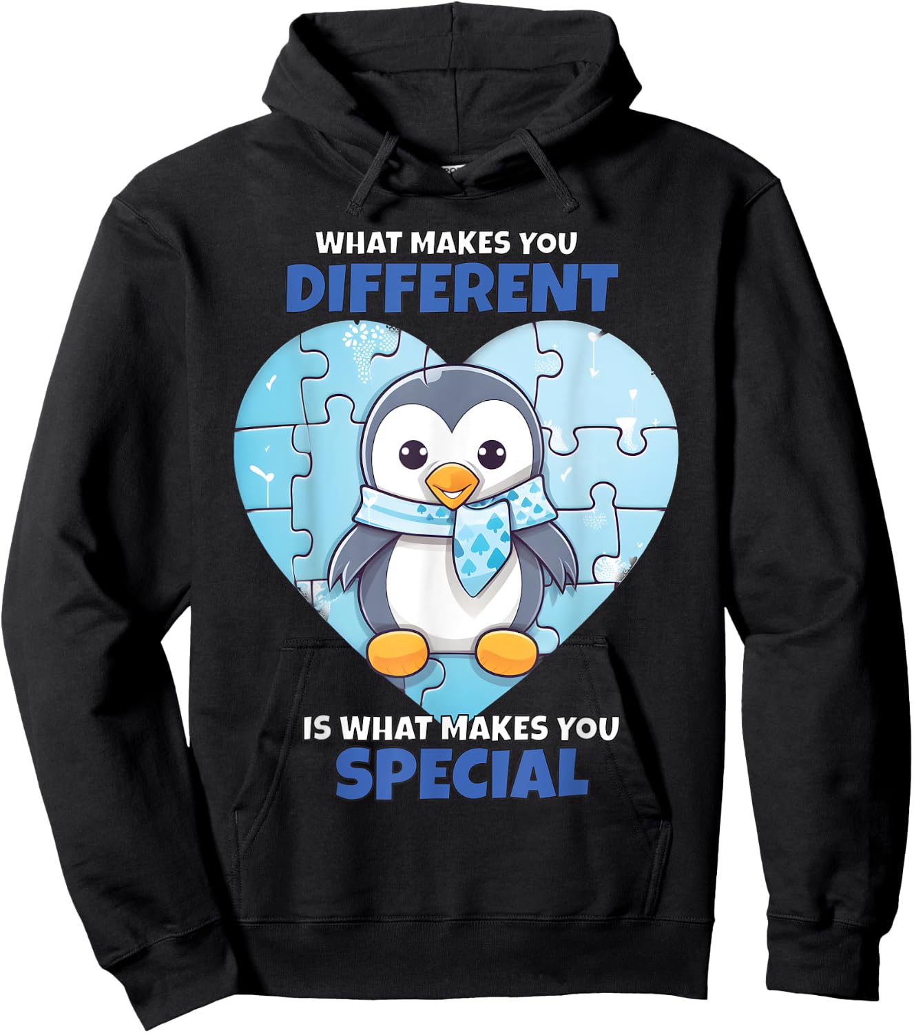 Blue Puzzle Penguin Autism Child Awareness Hoodie - Hoodie | Black