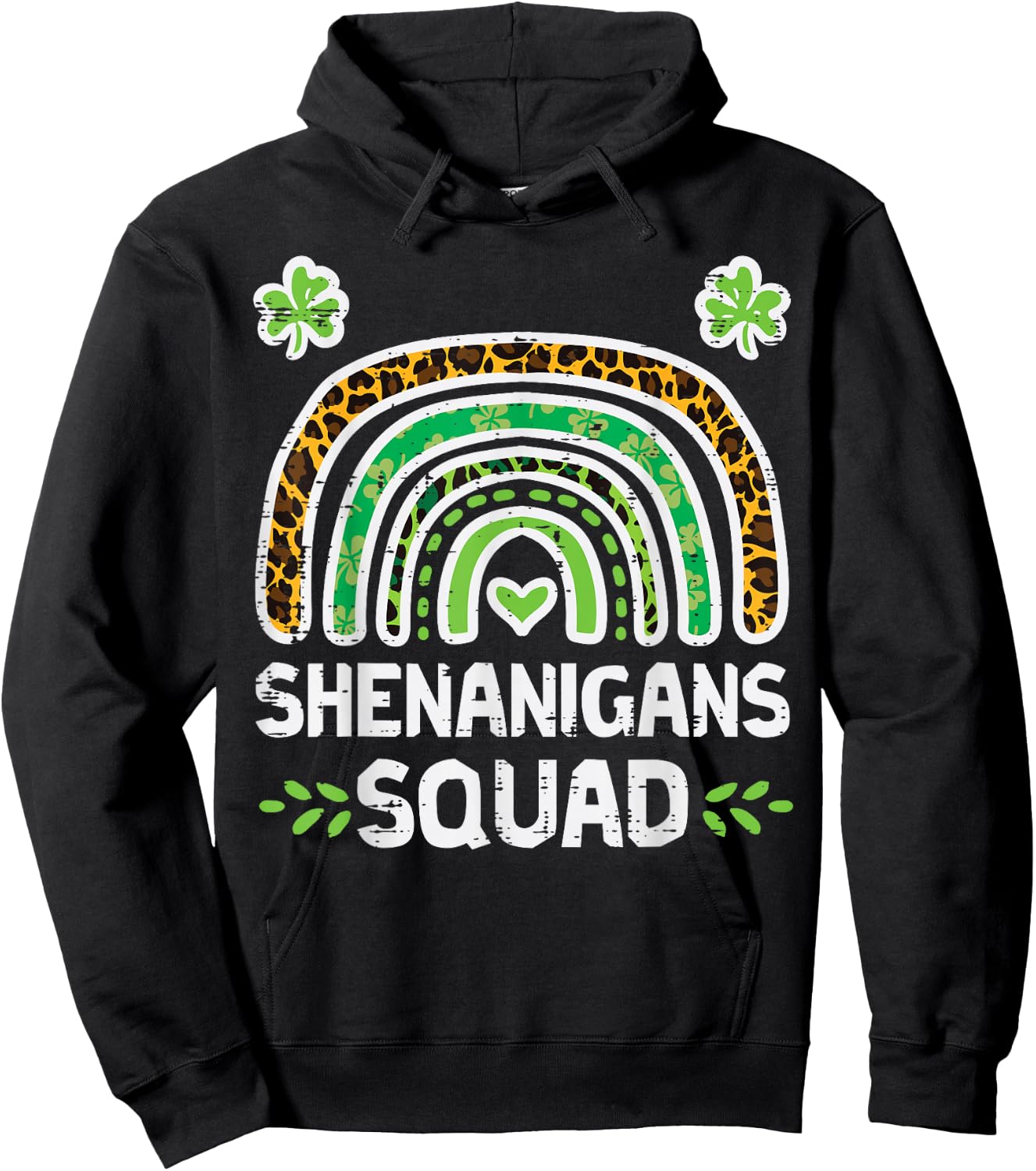 St Patricks Shenanigans Squad Leopard Rainbow Men Women Kids Hoodie - Hoodie | Black