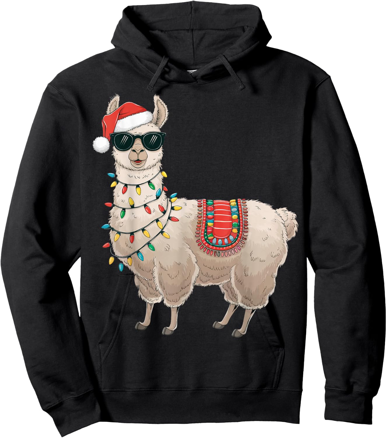 Alpaca Christmas Llama Hoodie - Hoodie | Black