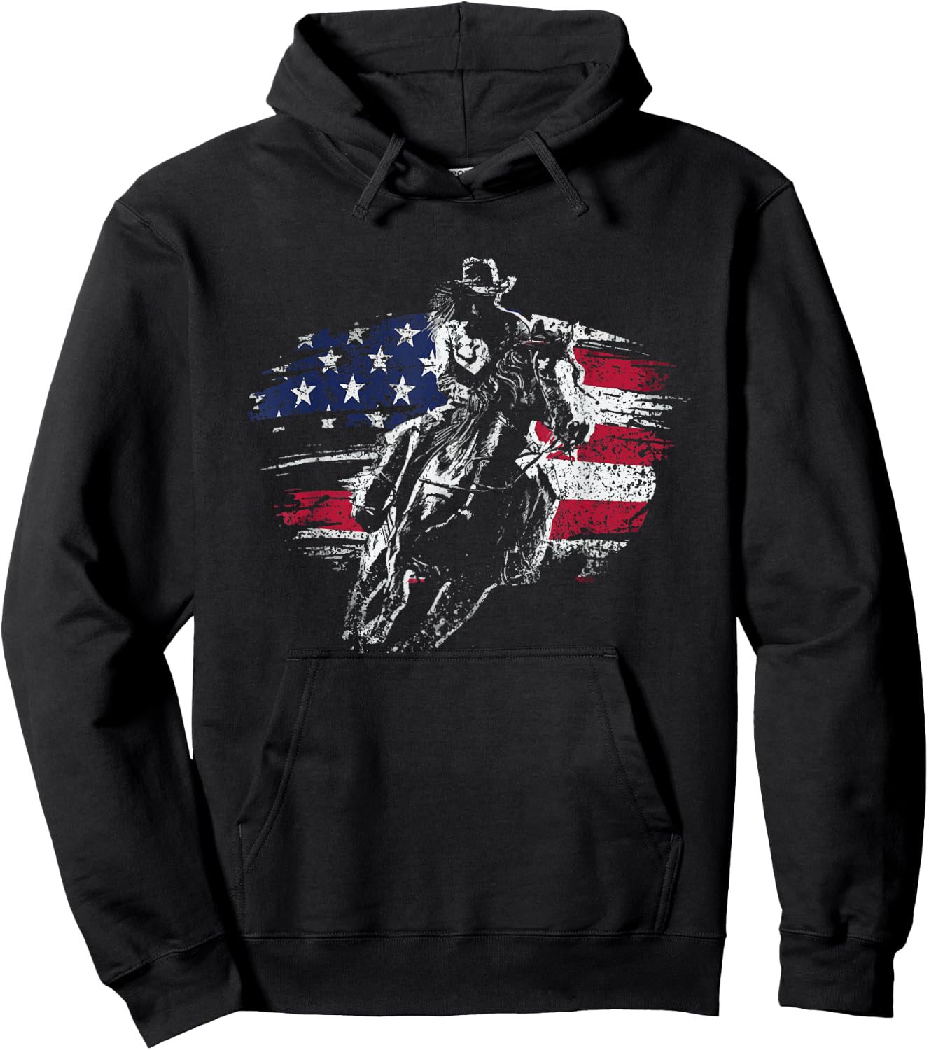 Patriotic Cowboy Rodeo Western Texas Cowboy Hoodie - Hoodie | Black