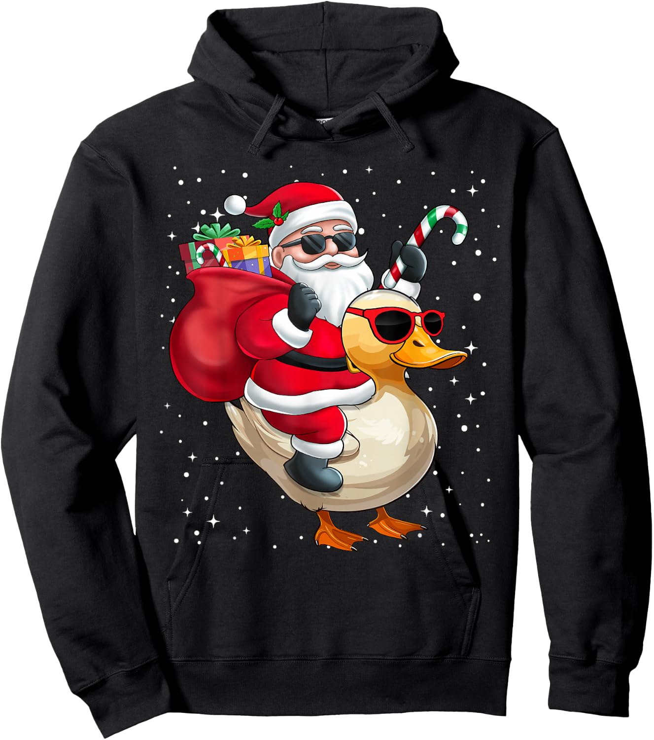 Santa Claus Riding A Duck Christmas Boy Girl Kids Hoodie - Hoodie | Black