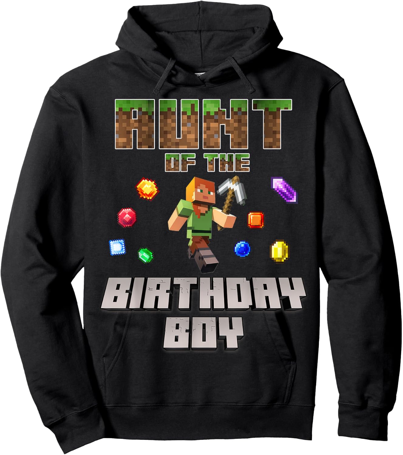 Aunt Of The Birthday Boy Video Gamer Pixel Number Hoodie - Hoodie | Black