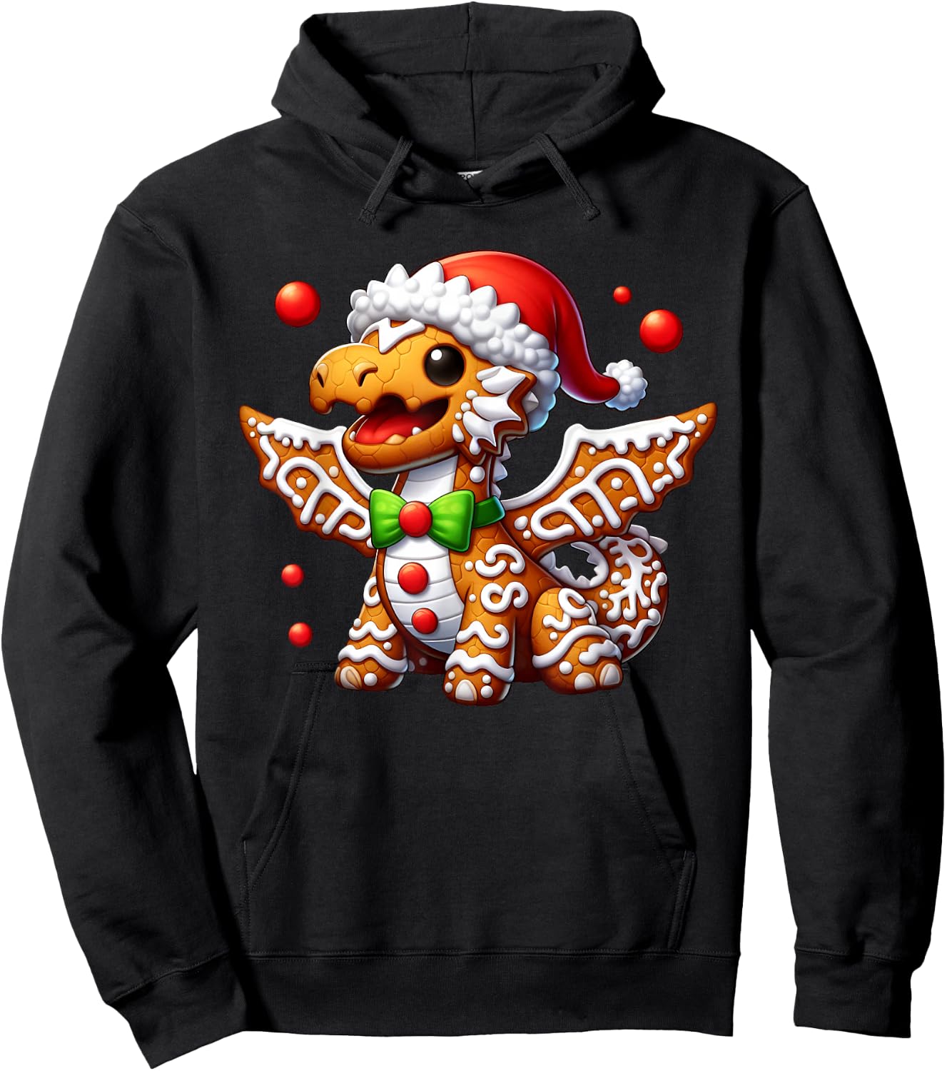 Funny Gingerbread Man Dragon Christmas Kids Hoodie - Hoodie | Black