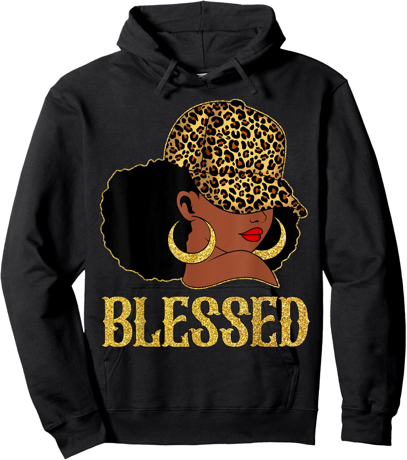 Blessed Black Women With Leopard Hat Christian Matching Hoodie - Hoodie | Black