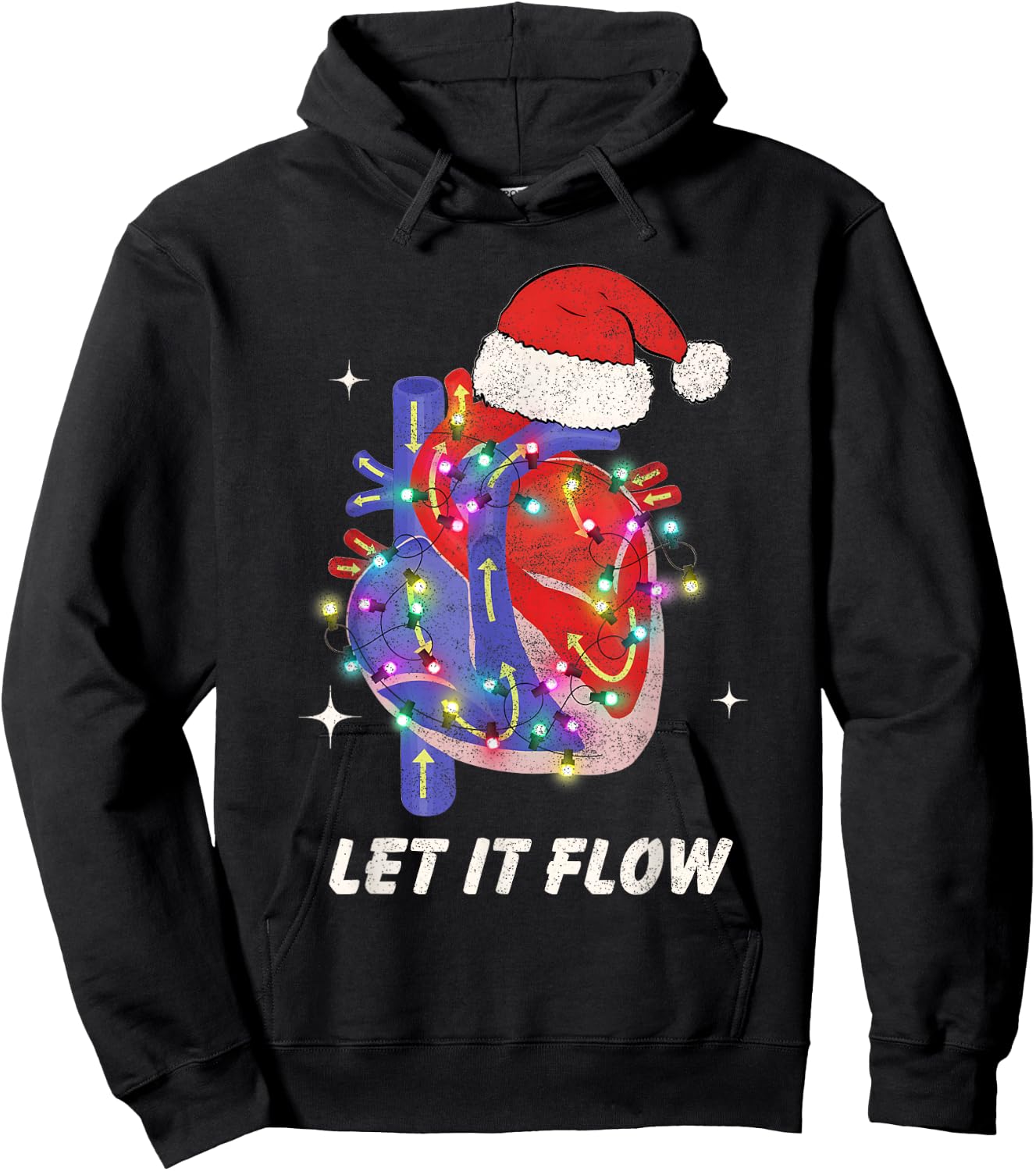 Christmas Cardiac Nurse Heart Anatomy CCU Nurse Xmas Cath L Hoodie - Hoodie | Black