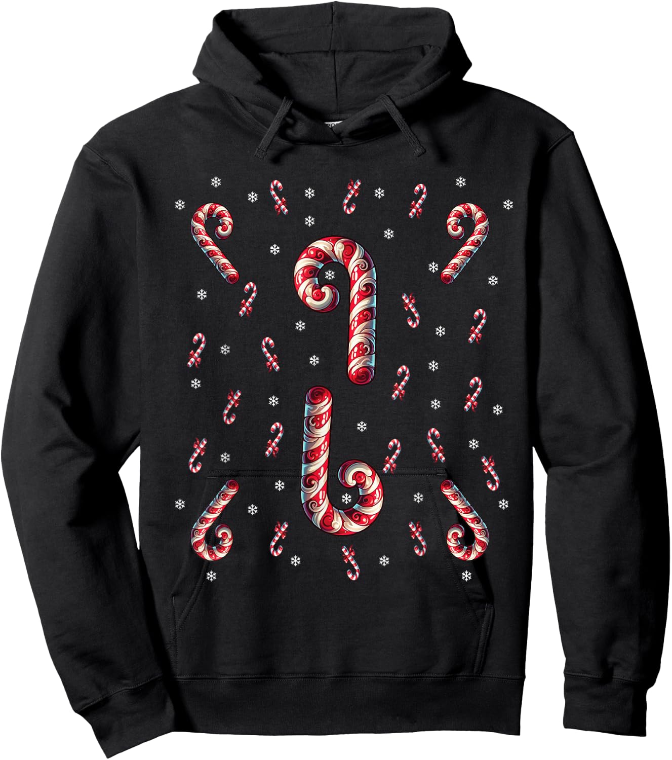 Red And White Candy Cane Santa Christmas Xmas Lights Hoodie - Hoodie | Black