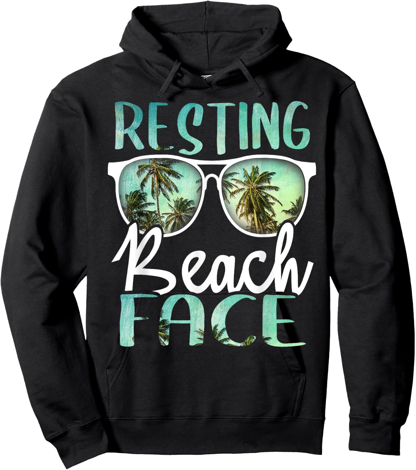 Resting Beach Face Vintage Retro Funny Beach Vacation Women Hoodie - Hoodie | Black