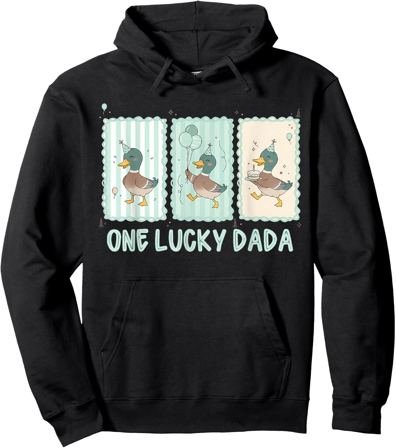 One Lucky Dada 1st Birthday Party Silly Goose Dad Matching Hoodie - Hoodie | Black