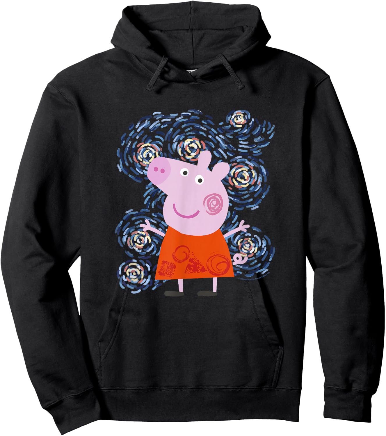 Peppa Pig Starry Night Inspired Artsy Portrait Hoodie - Hoodie | Black