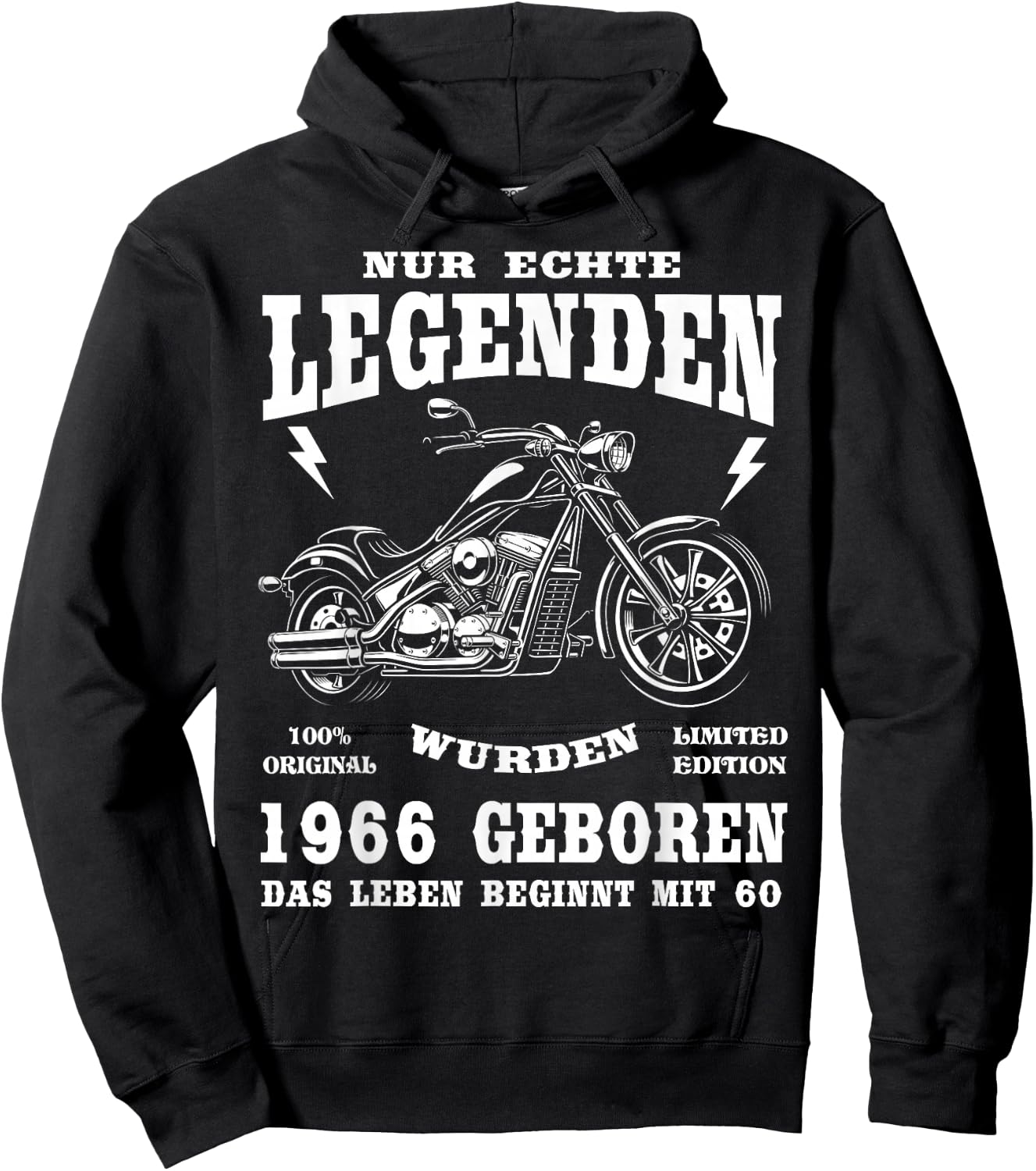 60 Geburtstag Mann Biker Geschenk Motorrad Chopper 1966 Hoodie - Hoodie | Black