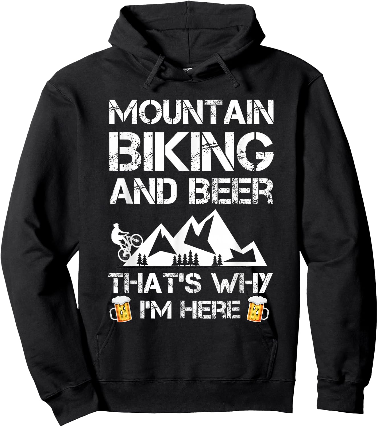 Mountain Biking and Beer Gift MTB Funny Hoodie - Hoodie | Black