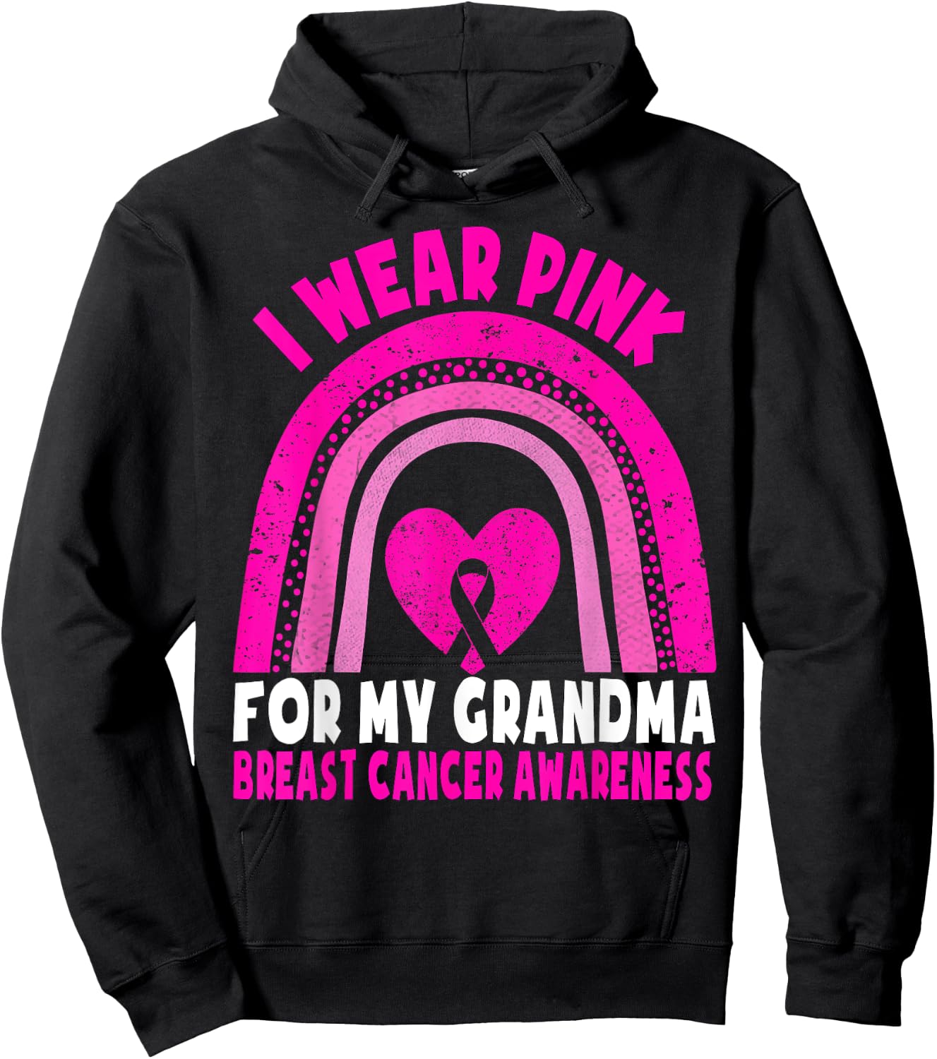 I Wear Pink For My Grandma Breast Cancer Awareness Kids Hoodie - Hoodie | Black