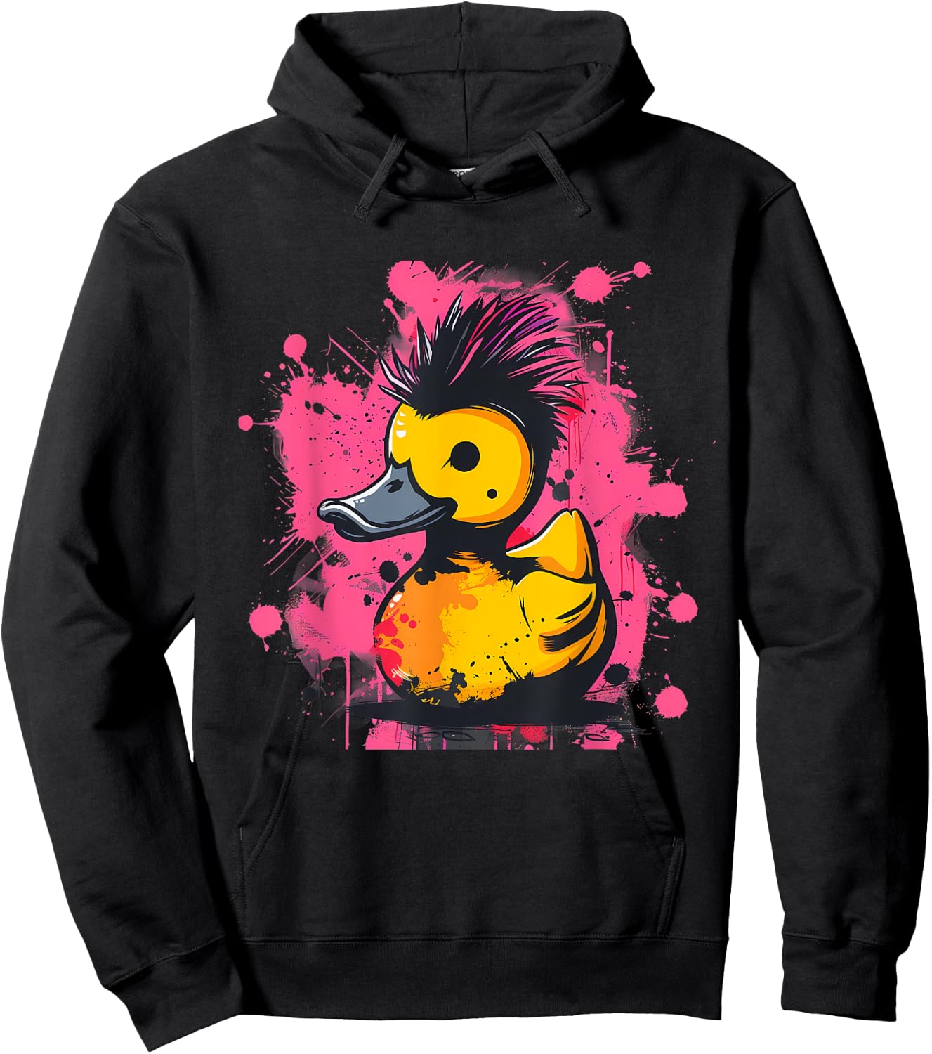 Rubber Duck Punk Rock Rubber Duckling Artwork Watercolor Hoodie - Hoodie | Black