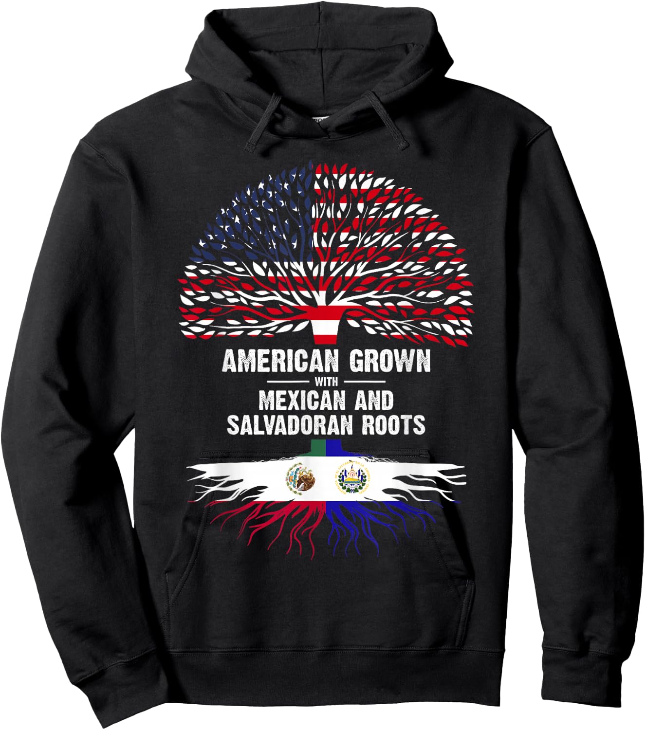 American Grown with Mexican Salvadoran Roots Hoodie - Hoodie | Black