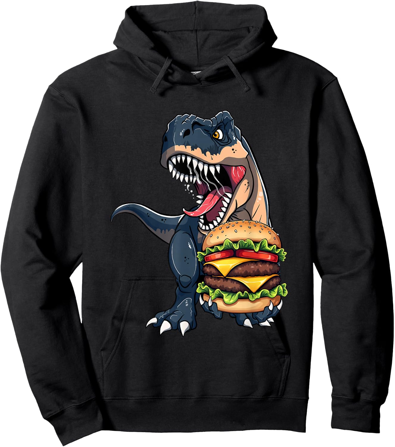 T Rex Dinosaur Cheeseburger Hamburger Kids Men Women Hoodie - Hoodie | Black