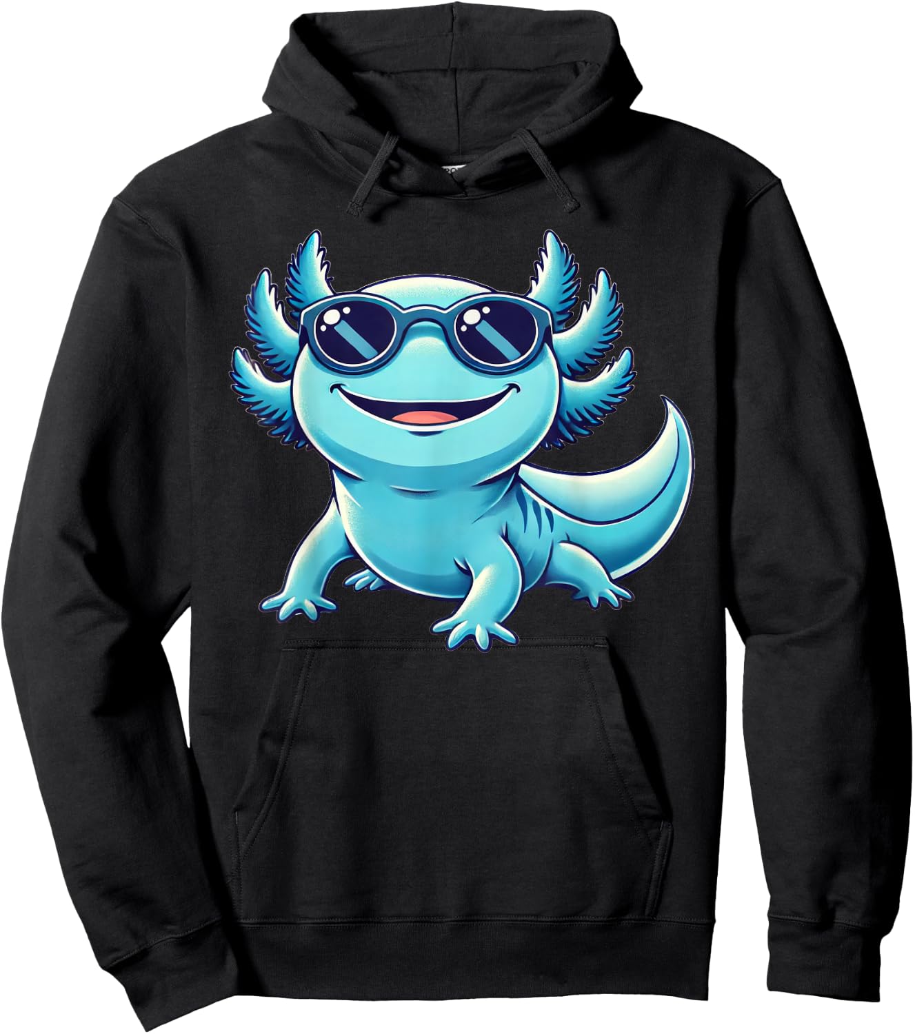Blue Axolotl Wearing Sunglasses Funny Axolotl Hoodie - Hoodie | Black